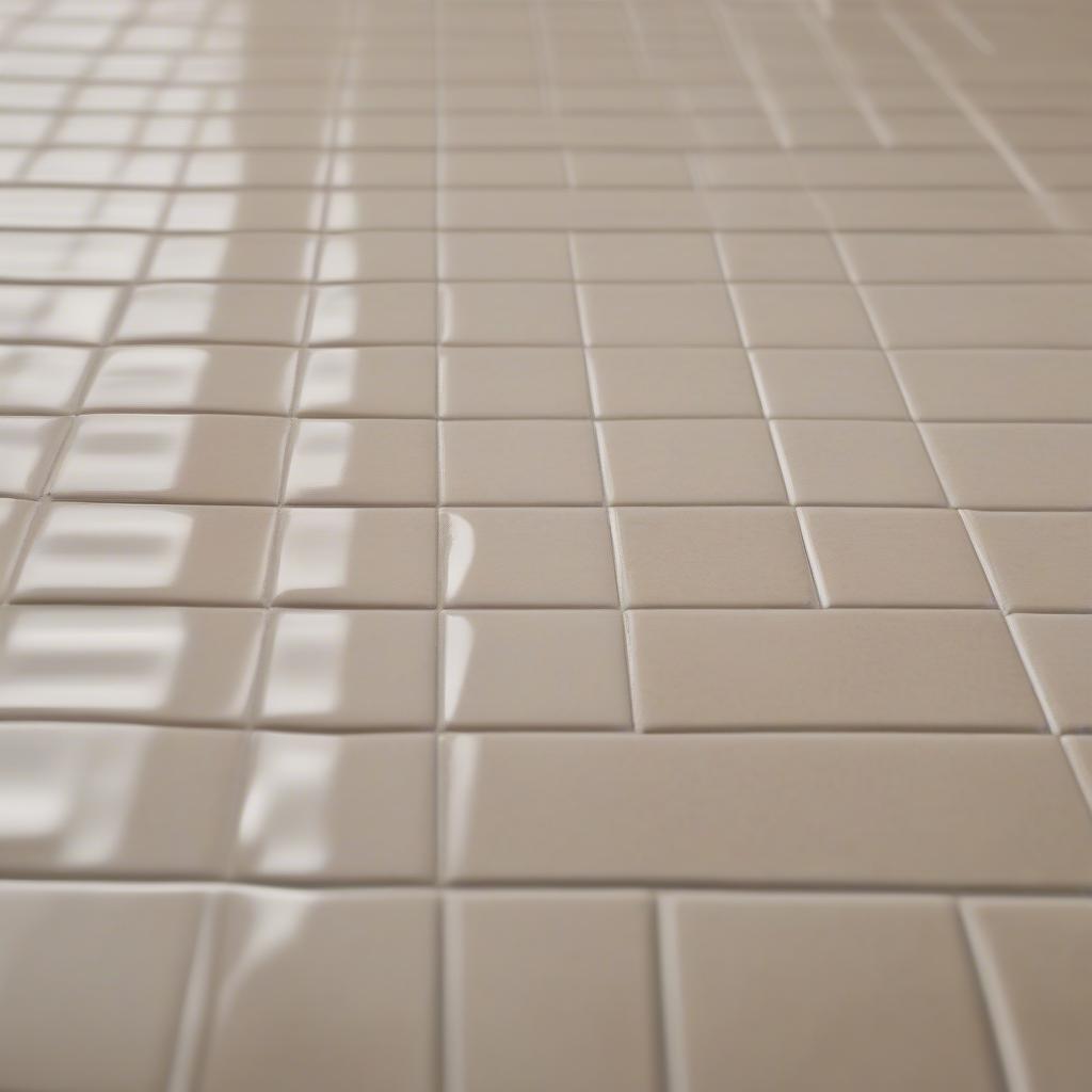 Beige Basket Weave Tile in a Bathroom Setting