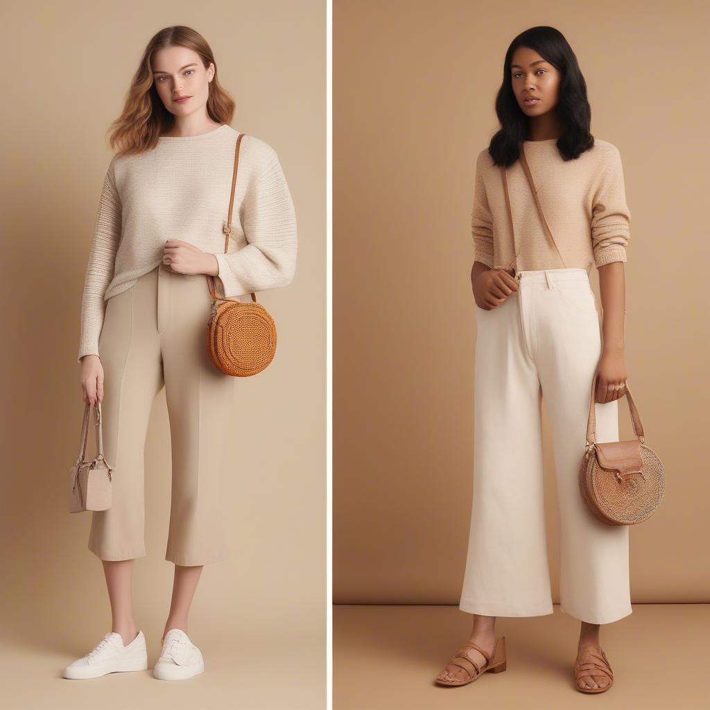 Outfit Ideas with a Beige Woven Crossbody Bag