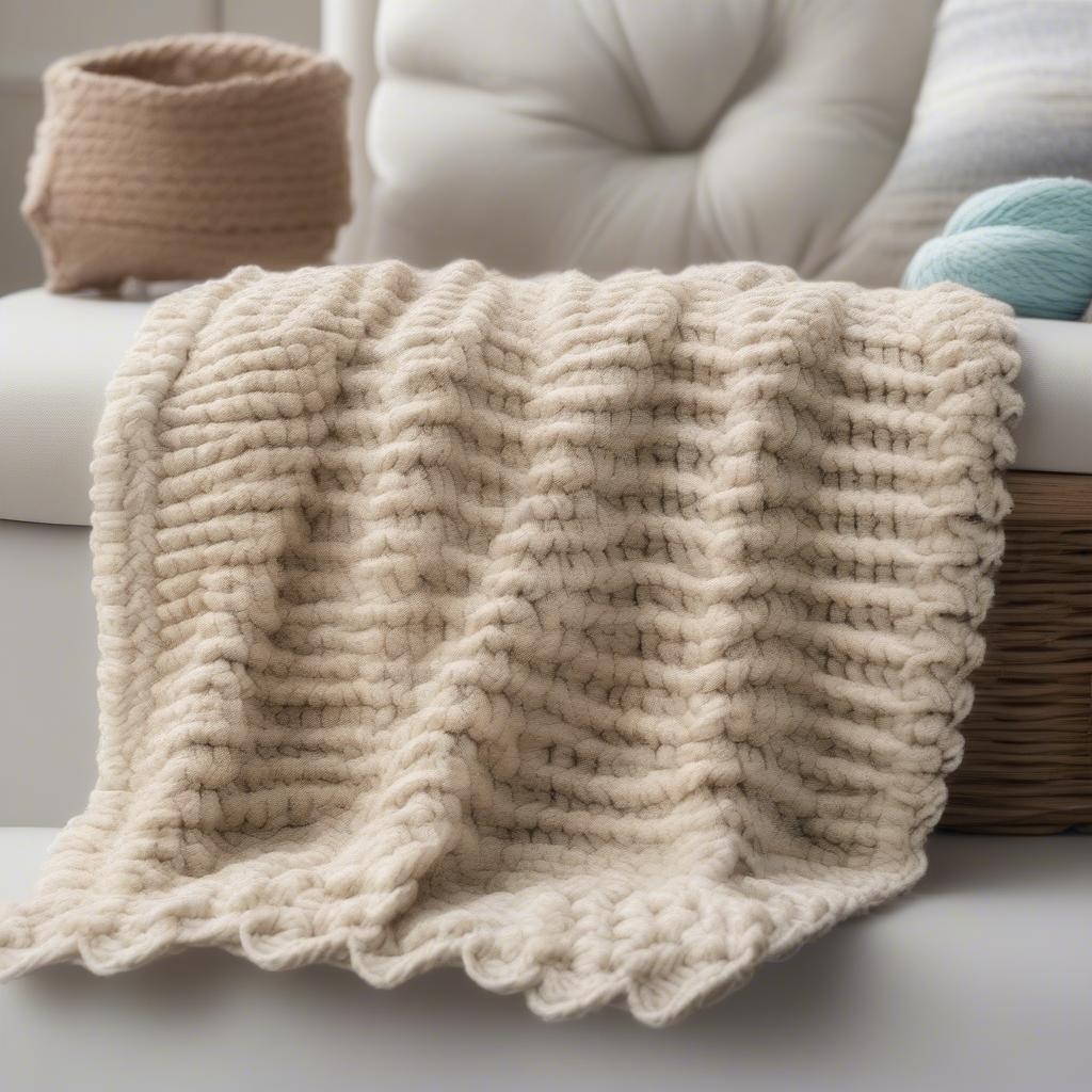 Bernat Baby Blanket Yarn in Basket Weave Stitch