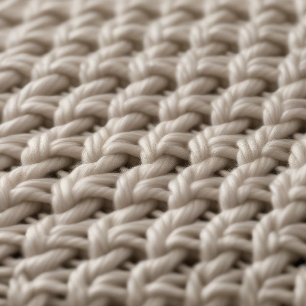 Close-up view of Bernat basket weave crochet stitch