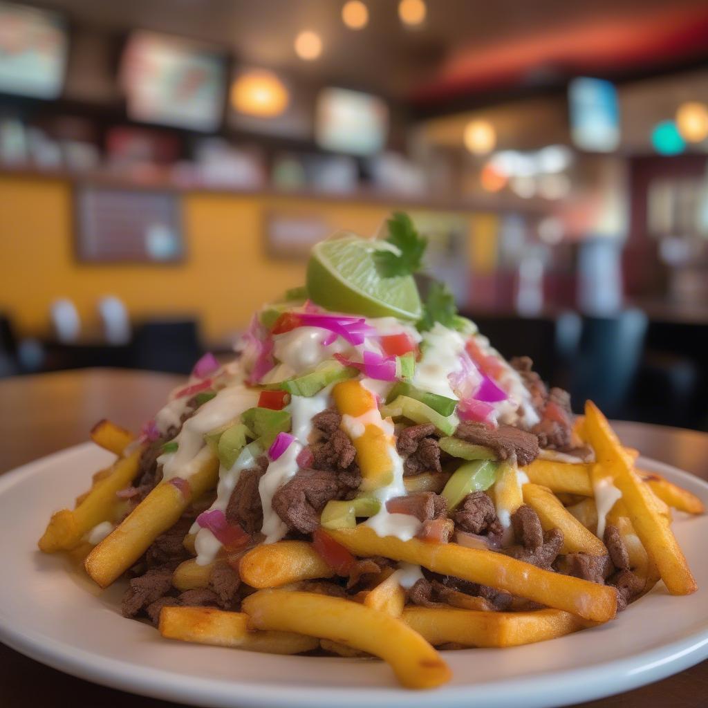 A Plate of Carne Asada Fries in a San Diego Restaurant