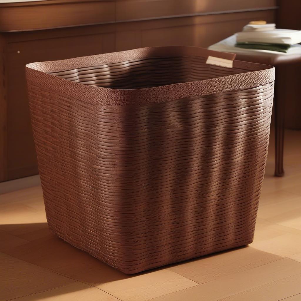 BHG Basket Weave Bin Brown Overview