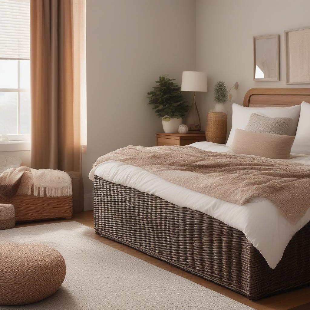 Brown BHG Basket Weave Bin in a Bedroom Setting