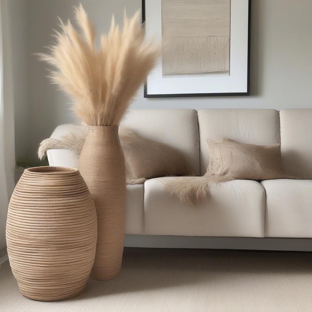 Big Basket Weave Vase in a Living Room Setting