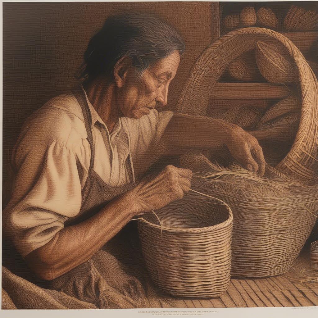 Bill Burkett's Basket Weaver Lithograph