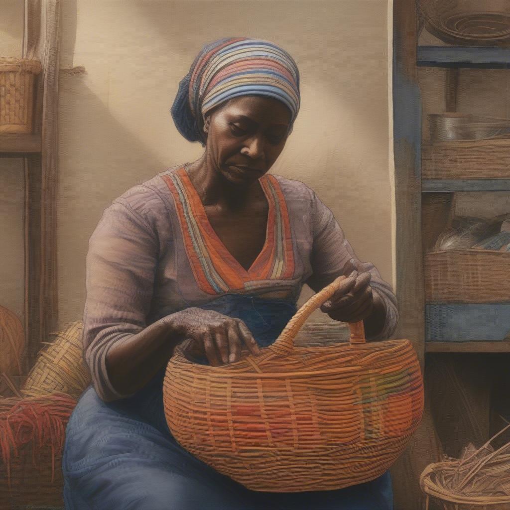 Bill Burkette's Basket Weaver Lithograph