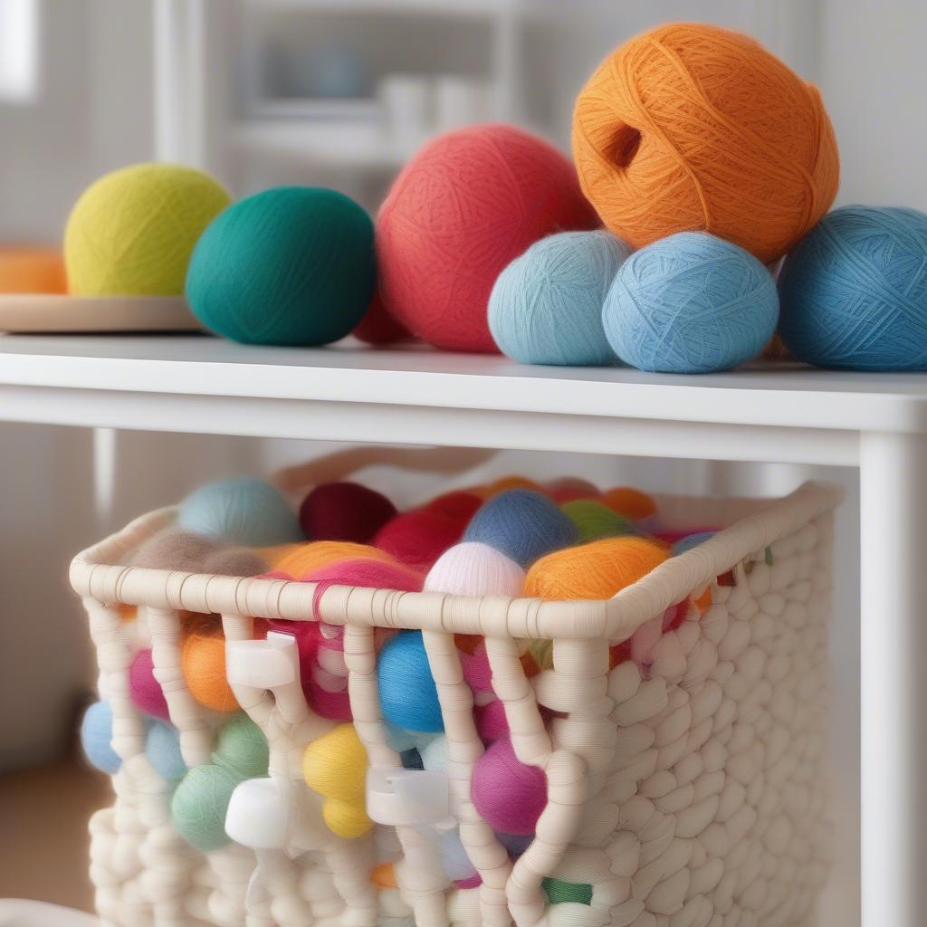 Bino T weave plastic storage basket in white, small size, used for organizing various items in a home setting.