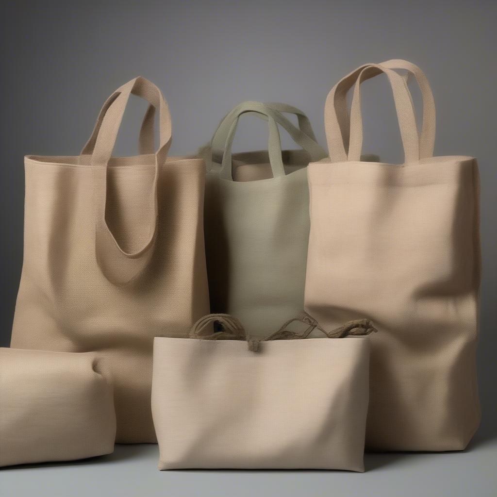 Biodegradable non-woven bag options: cotton, jute, and hemp.