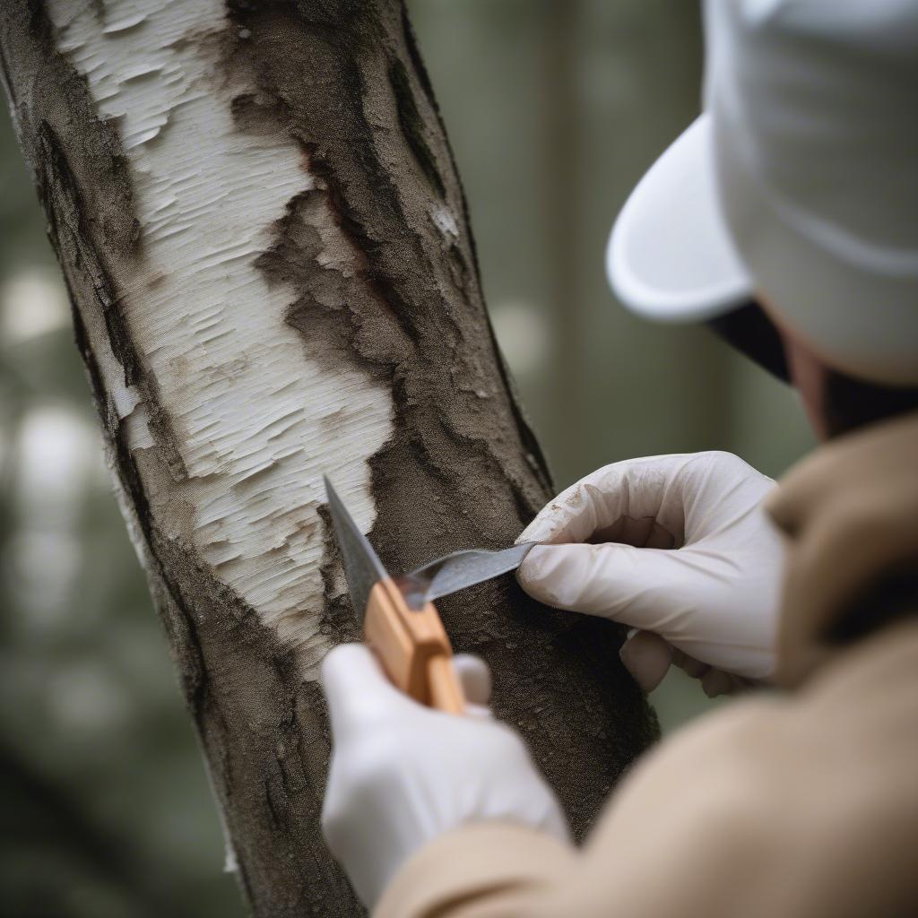 Harvesting Birch Bark for Basket Weaving