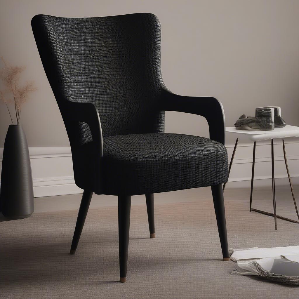 Black Basket Weave Upholstered Chair