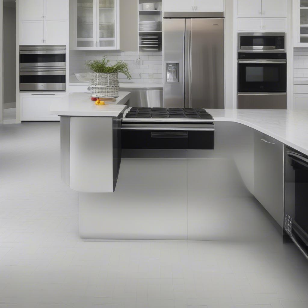 Black Basket Weave Vinyl Flooring in a Modern Kitchen