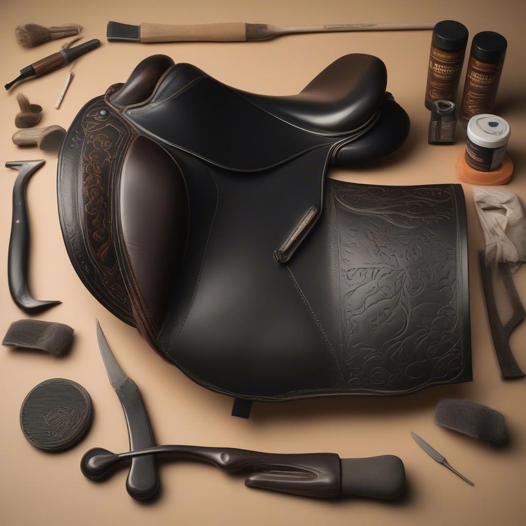 Cleaning and conditioning a Black King Series saddle to maintain its leather and appearance.