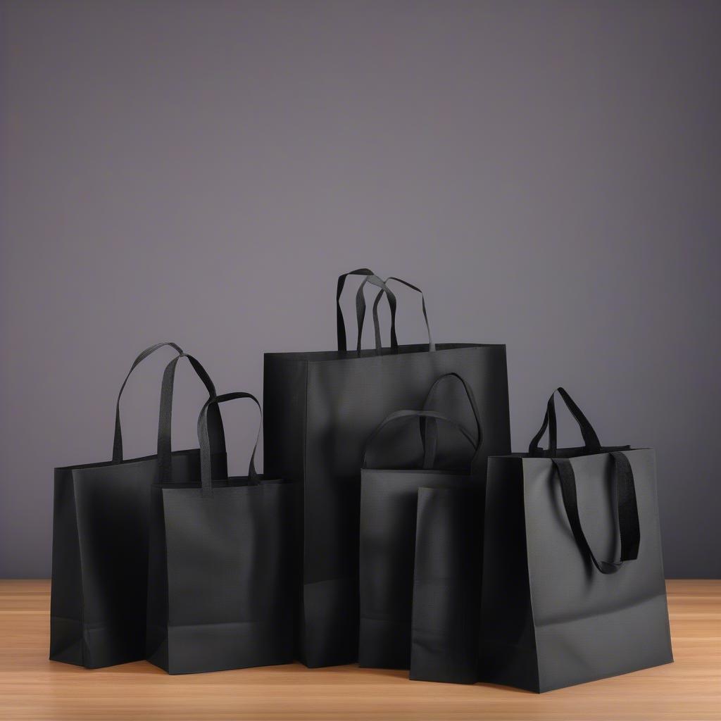 Multiple black non-woven shopping bags