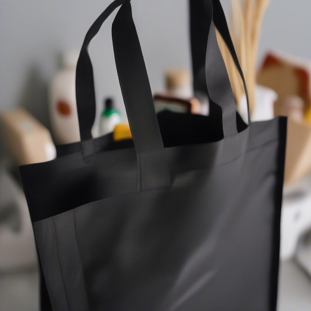 Black Non-Woven Tote Bag with Gusset Example