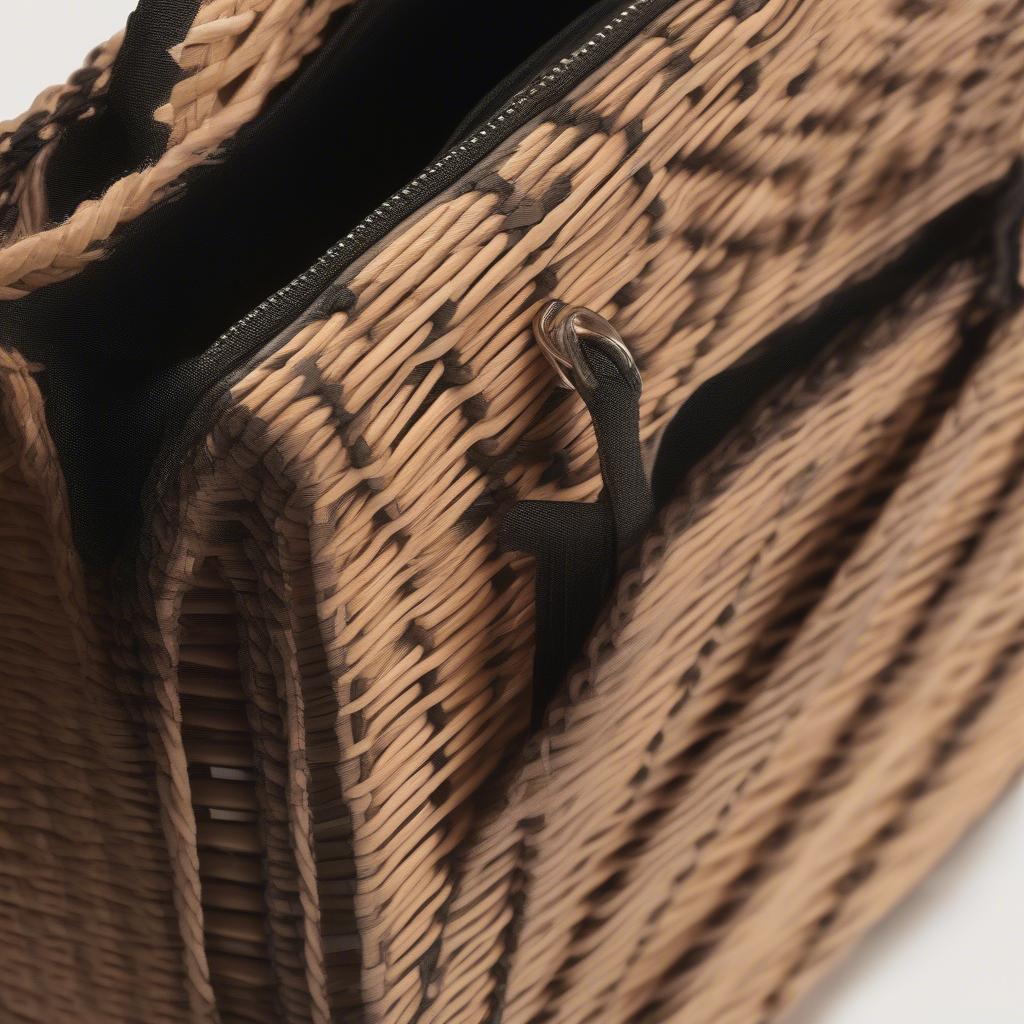 Close-up of a Black Street Level Havana Woven Crossbody Bag