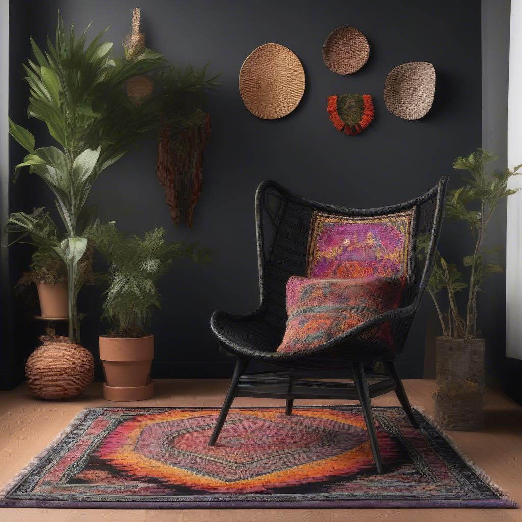 Black Weave Chair in a Bohemian Setting