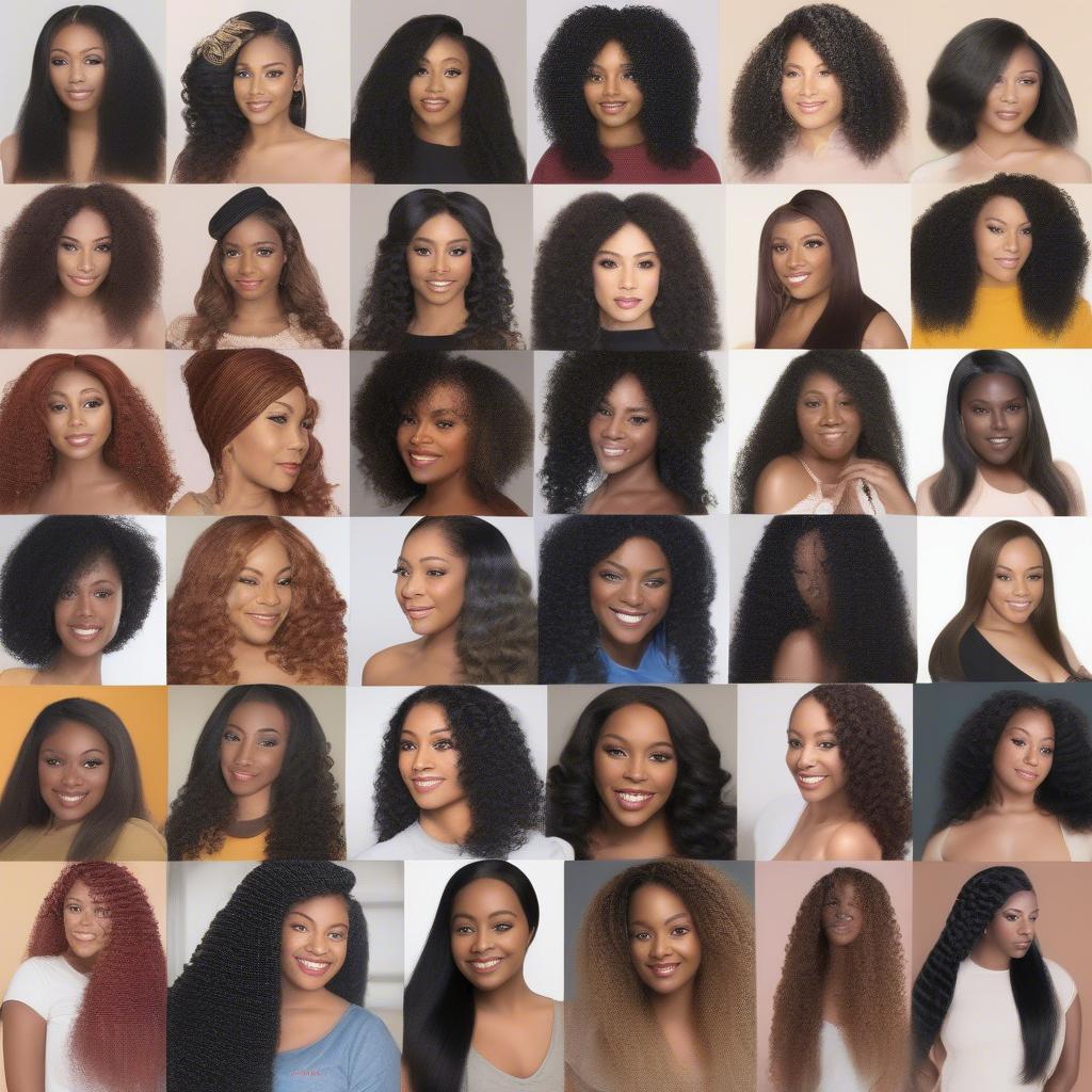 Black women with various hair weave styles