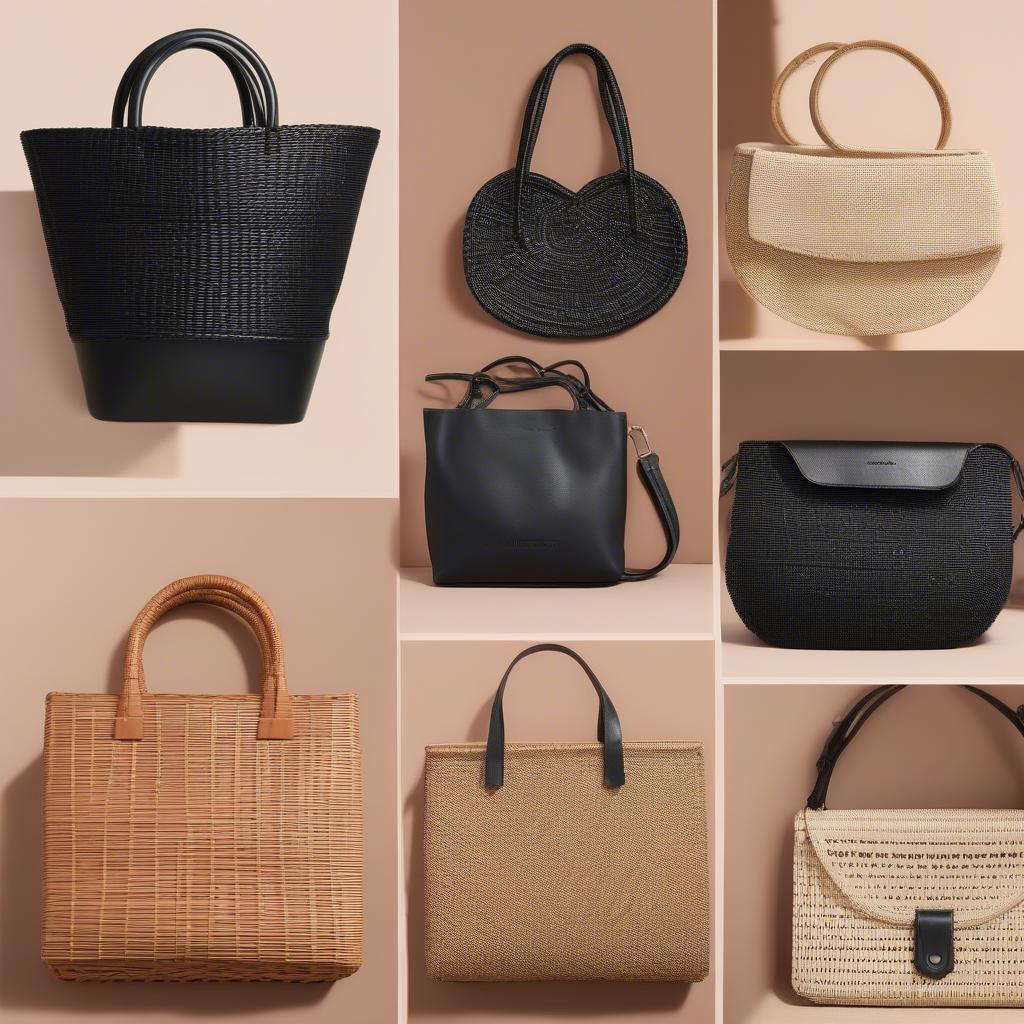 Different Styles of Black Woven Shoulder Bags