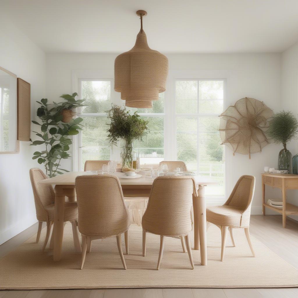 Bleached Ivory Jute Rug in a Dining Room