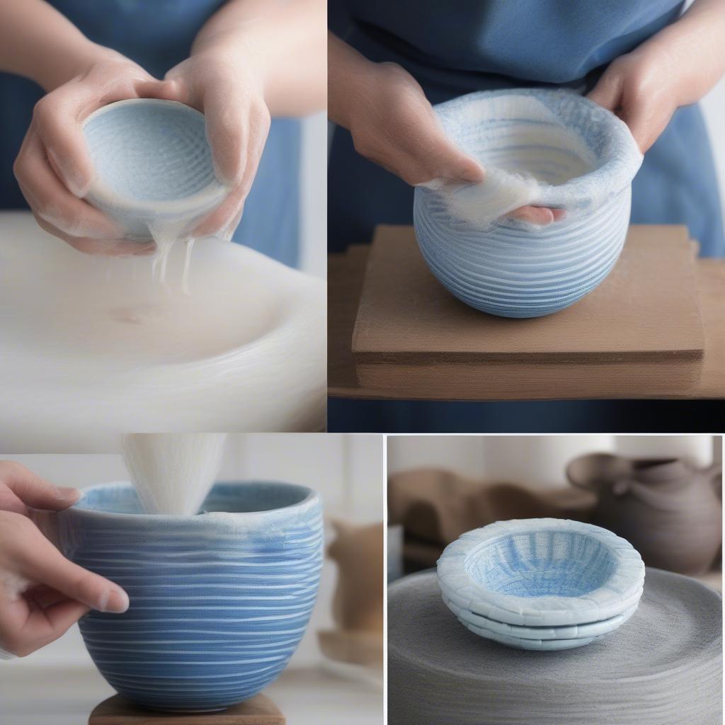 Cleaning and Caring for Blue Basket Weave Pottery