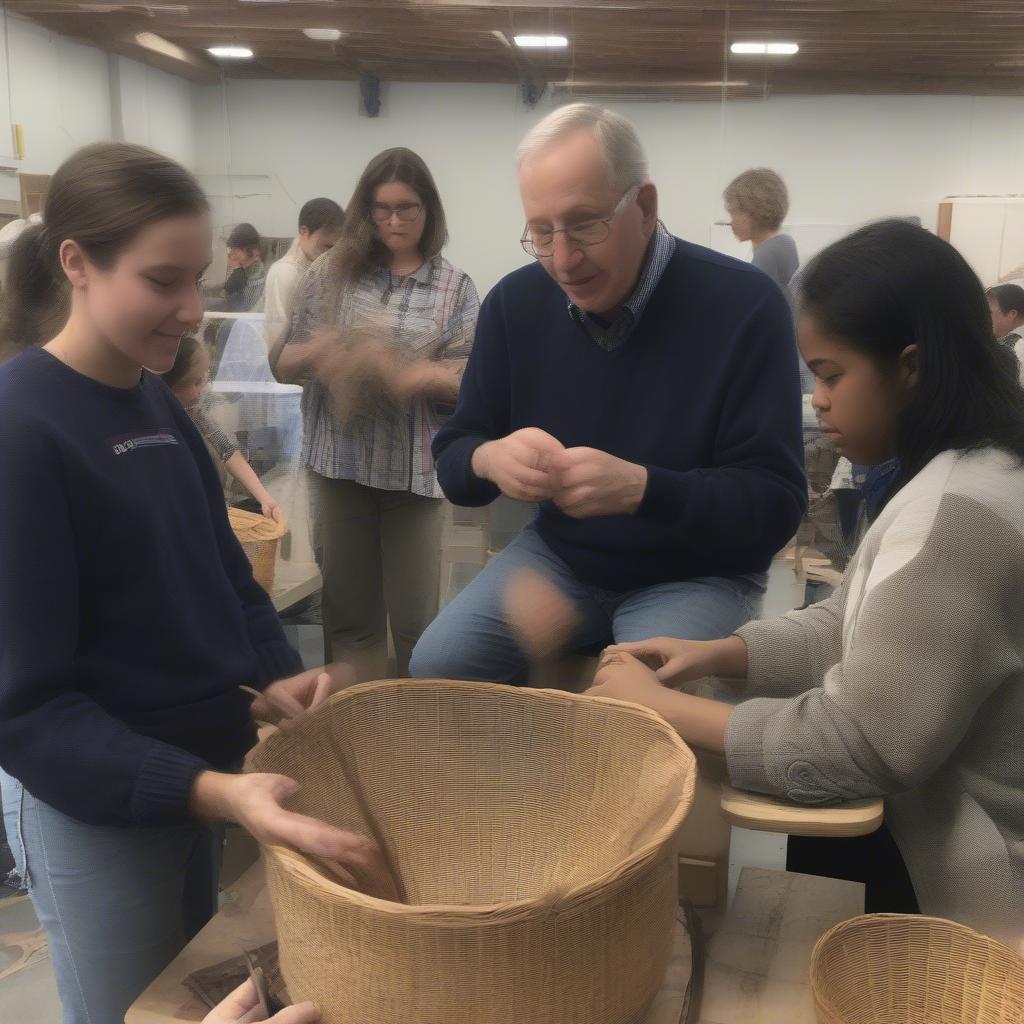 Bob Rosenberg Leading a Basket Weaving Workshop