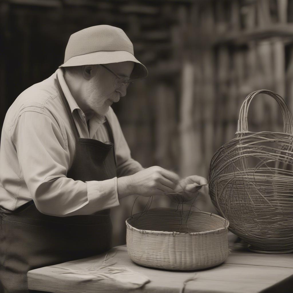 Bob Rosenburg Demonstrating Basket Weaving Techniques