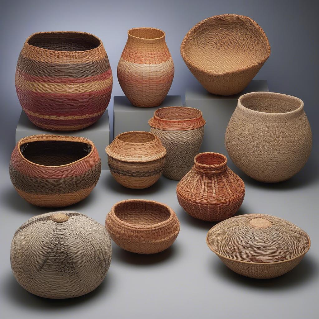 Display of Bob Rosenburg's Exquisite Finished Baskets