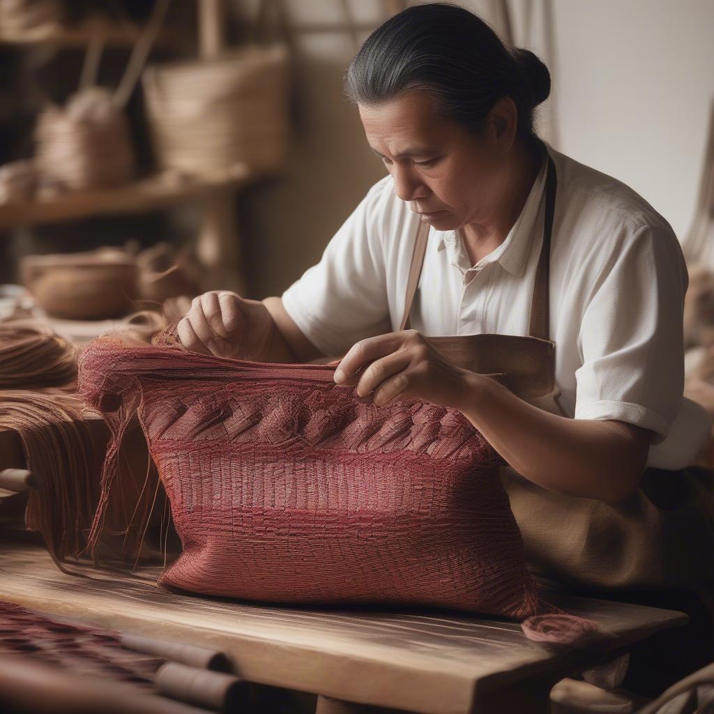 Artisan Weaving a Bottega Veneta Bag