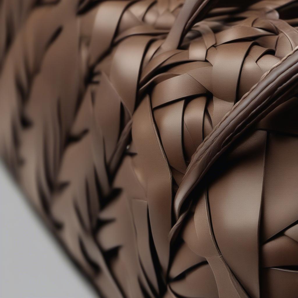 Close-up of the Intrecciato weave on a Bottega Veneta bag