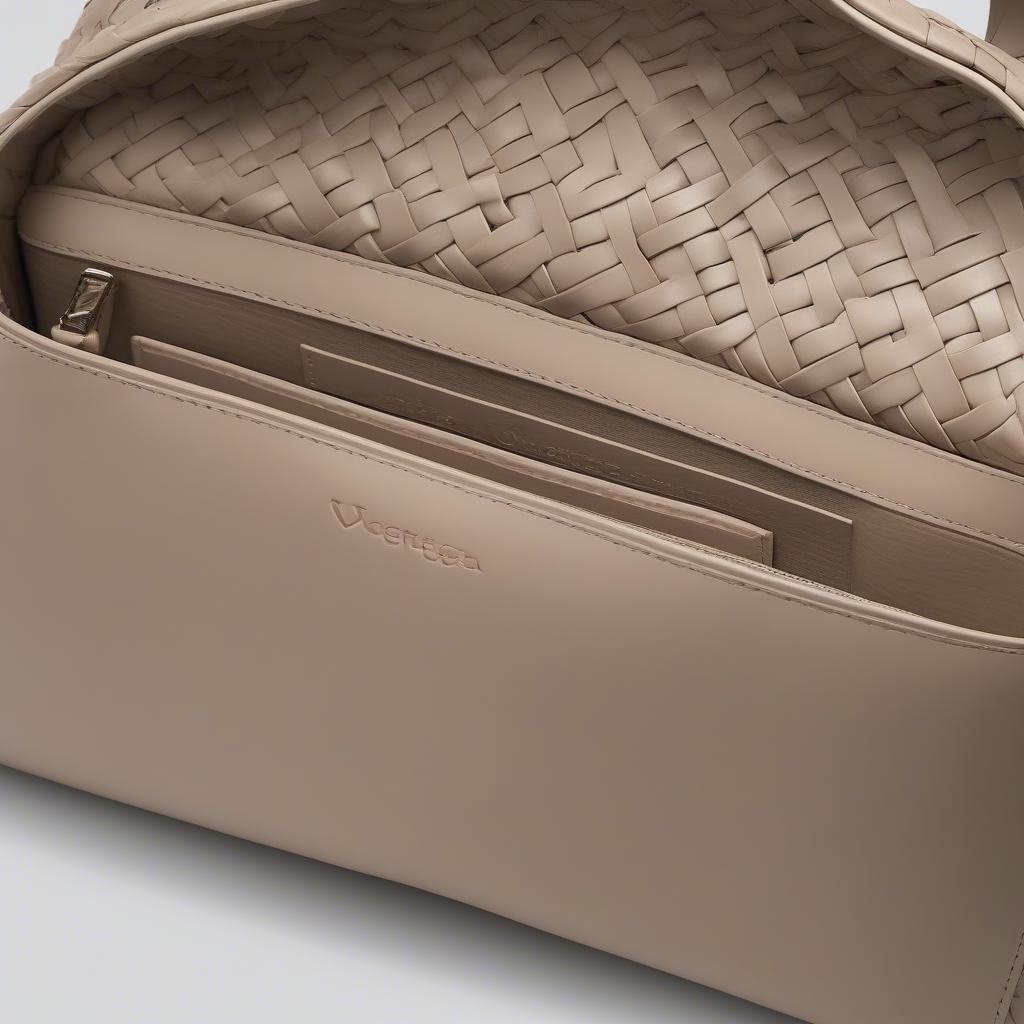 Close-up of a Bottega Veneta Intrecciato woven shoulder bag showcasing the intricate details and craftsmanship