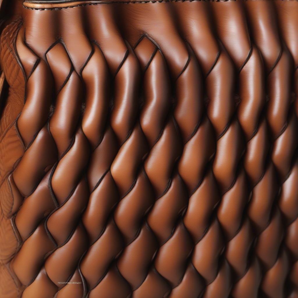 Close-up of a Brahmin Woven Leather Handbag