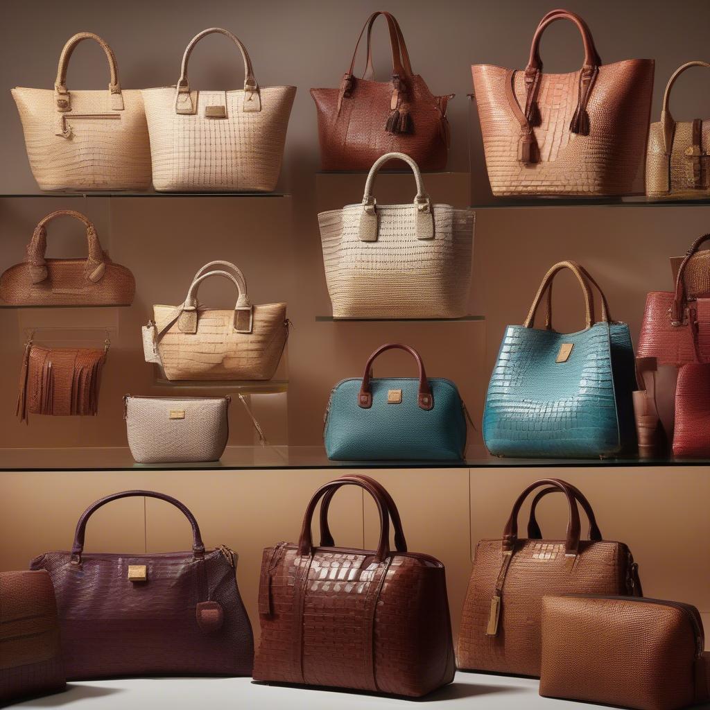 Collection of Various Brahmin Woven Leather Handbags