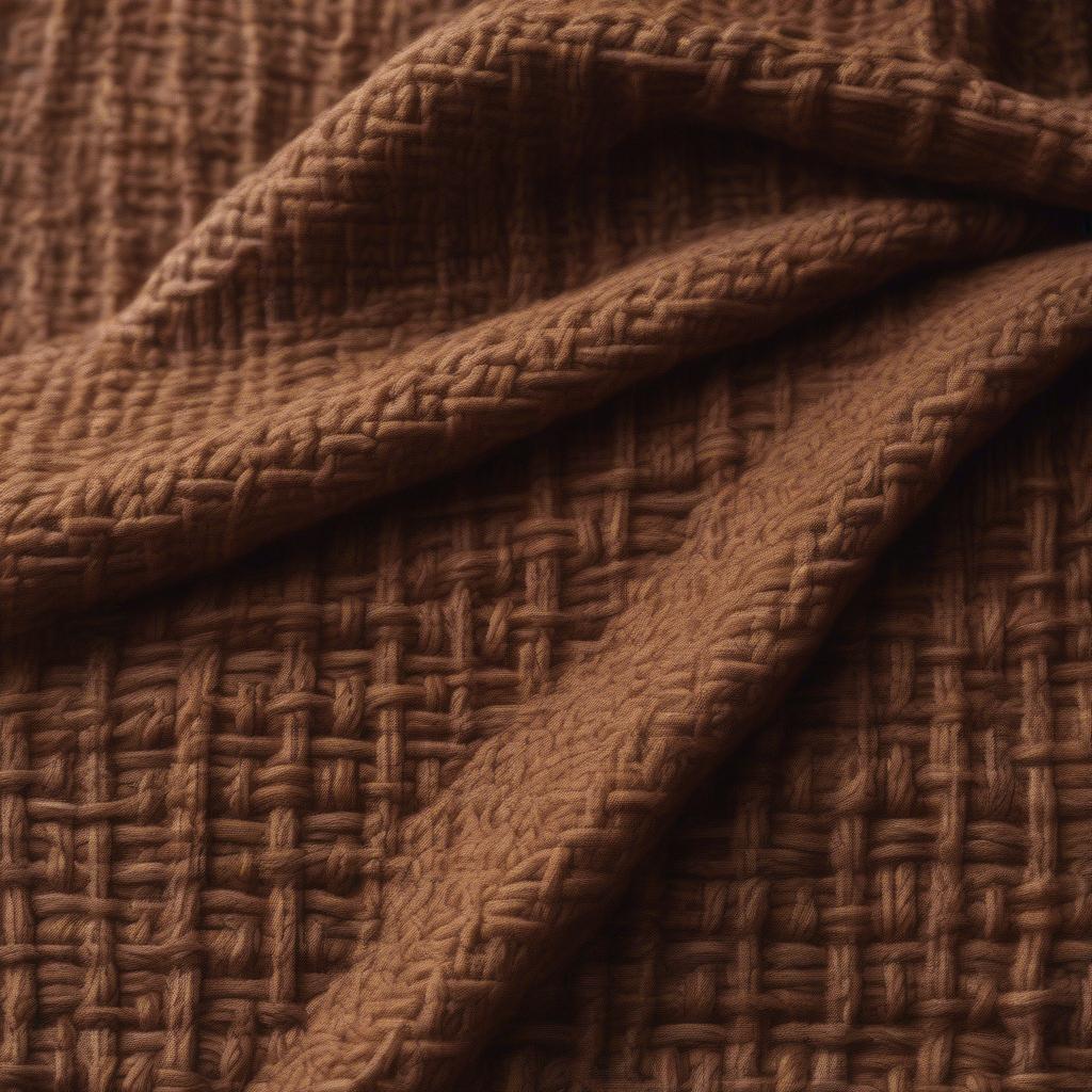 Brown Basket Weave Blanket Closeup