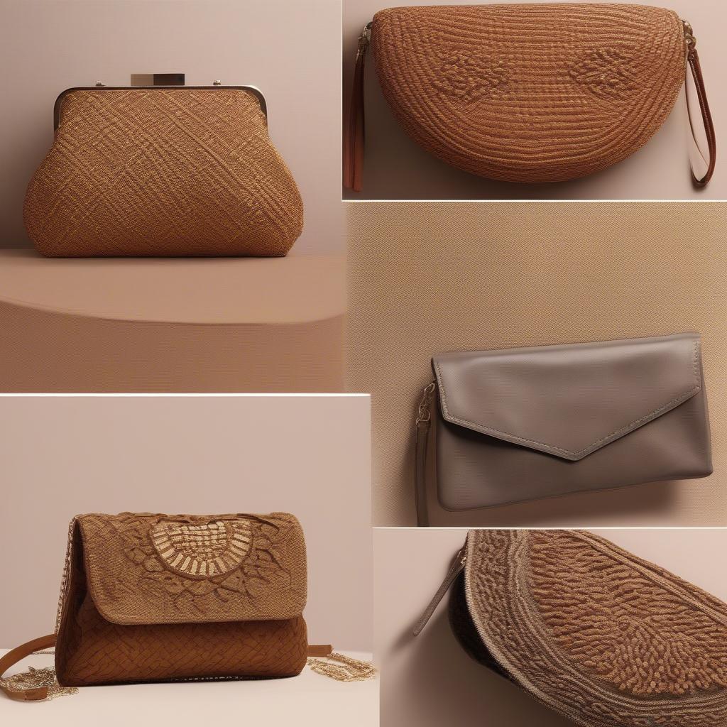 Different Styles of Brown Woven Clutch Bags