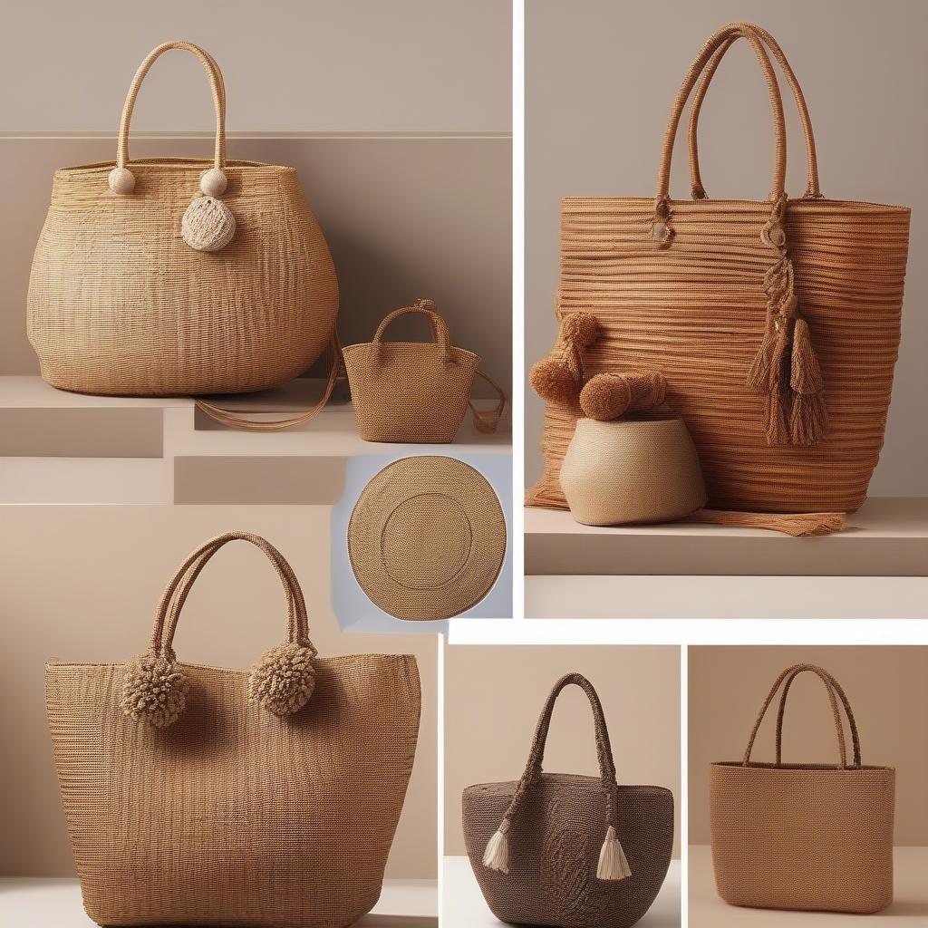 Different Styles of Brown Woven Tote Bags