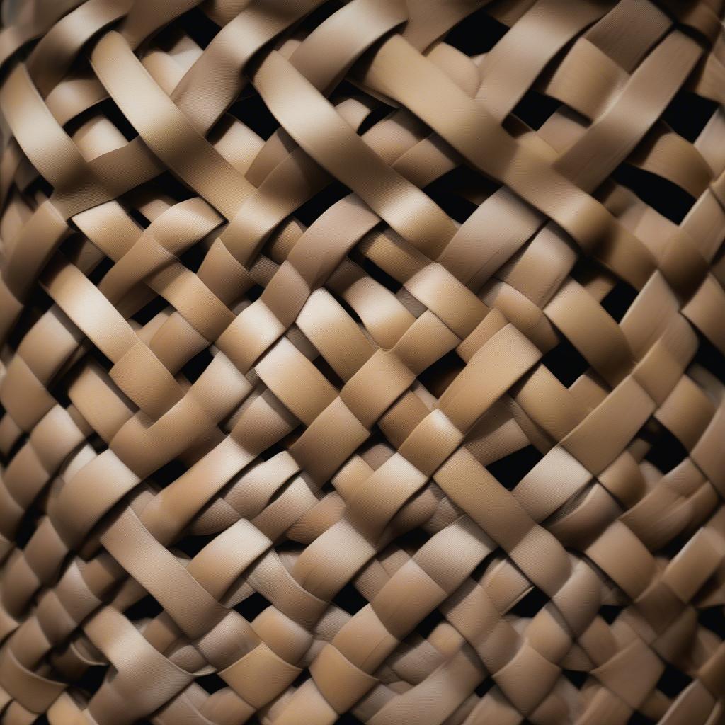 Close-up view of the bucket weave pattern on a chair seat