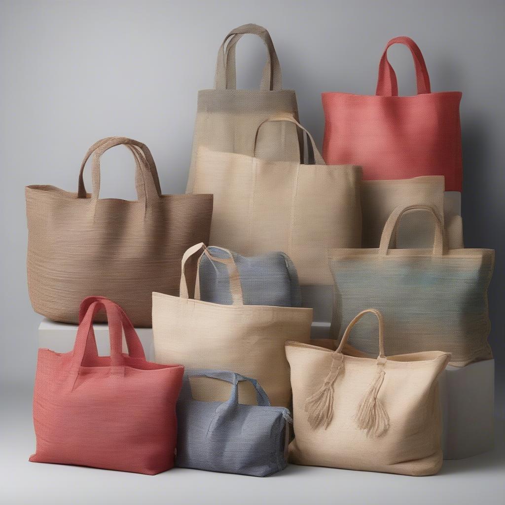 Variety of Bulk Woven Bags in Different Sizes and Colors