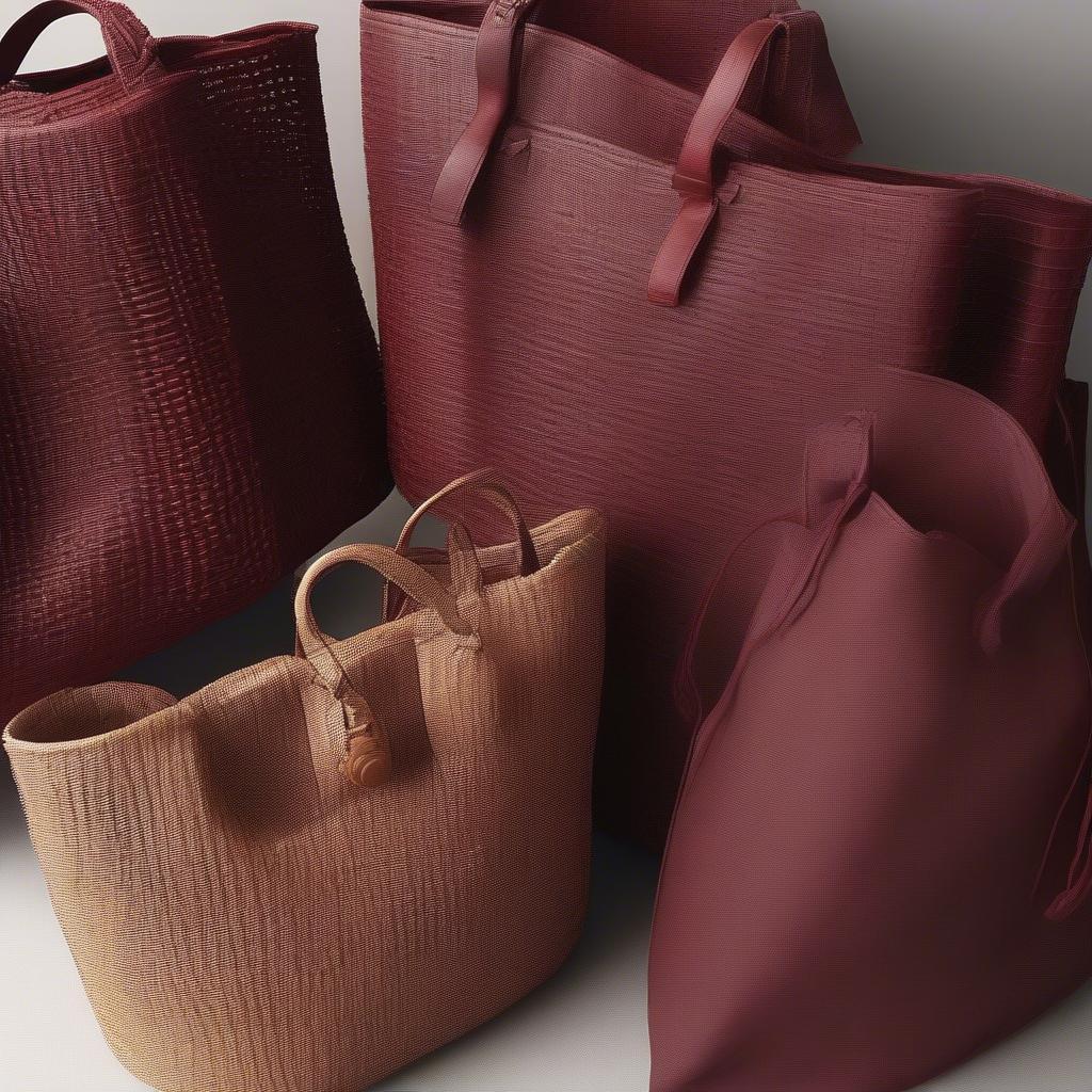 Different Styles of Burgundy Woven Tote Bags