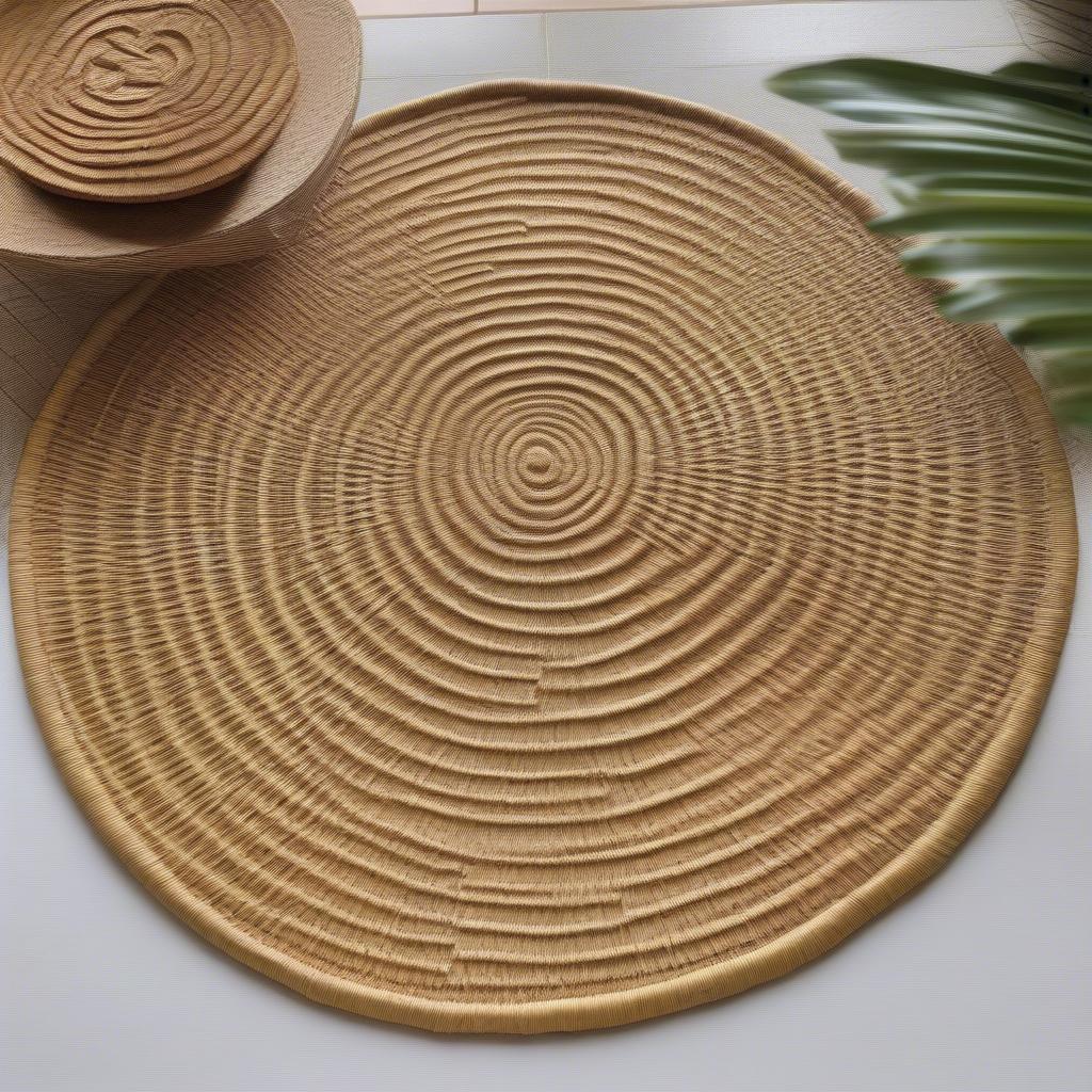 A beautifully woven mat made from Buri palm fibre