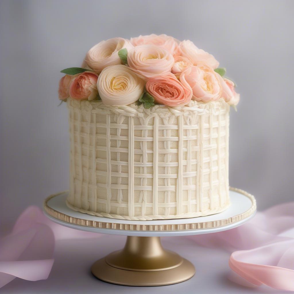 Finished Buttercream Basket Weave Cake