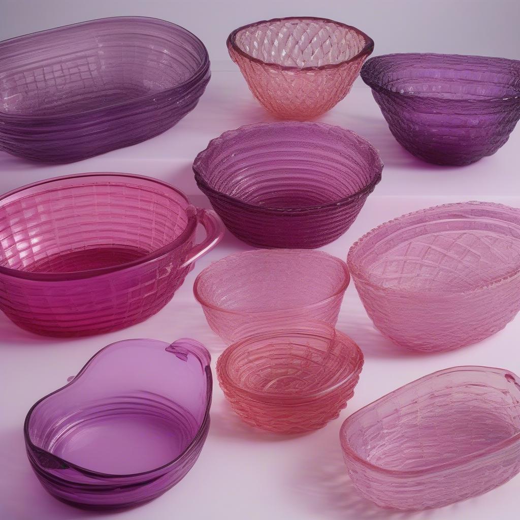 Cambridge Glass Basket Weave Baskets in Various Colors and Shapes