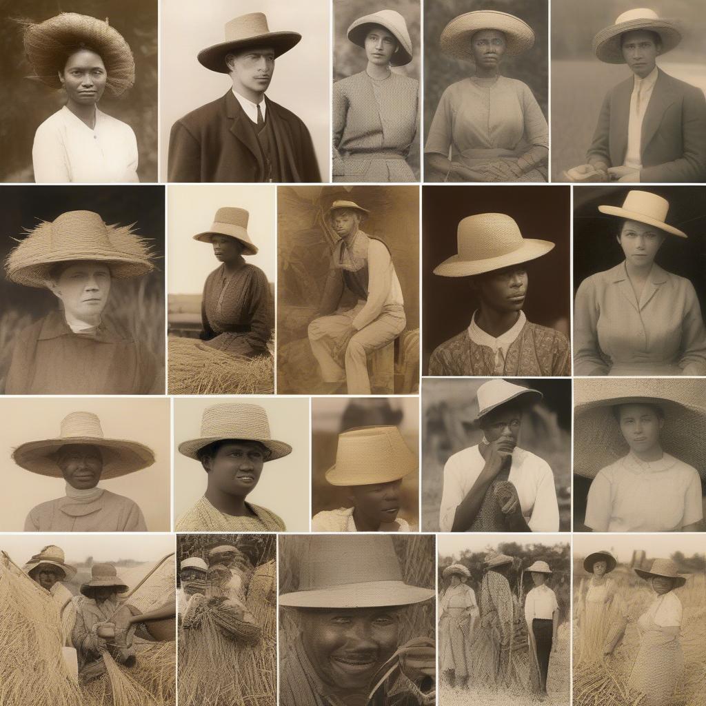 Historical Photos of Cane Weave Straw Hats