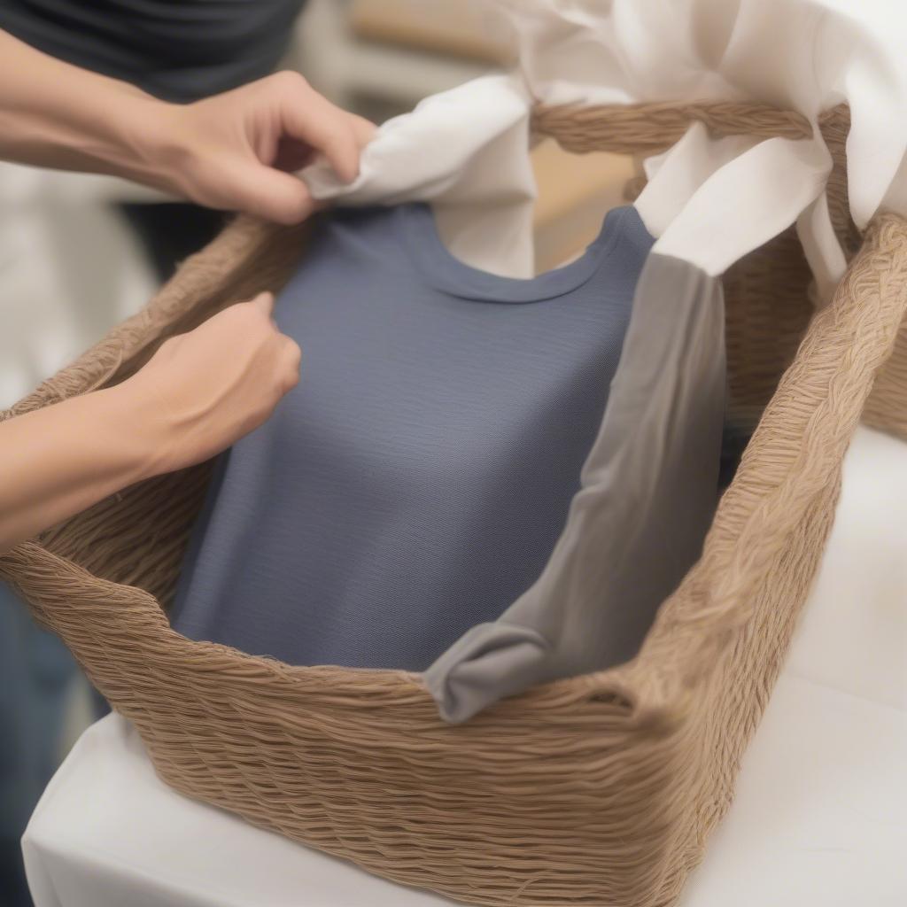 Caring for Basket Weave T-Shirts: Properly folding and storing a basket weave t-shirt.