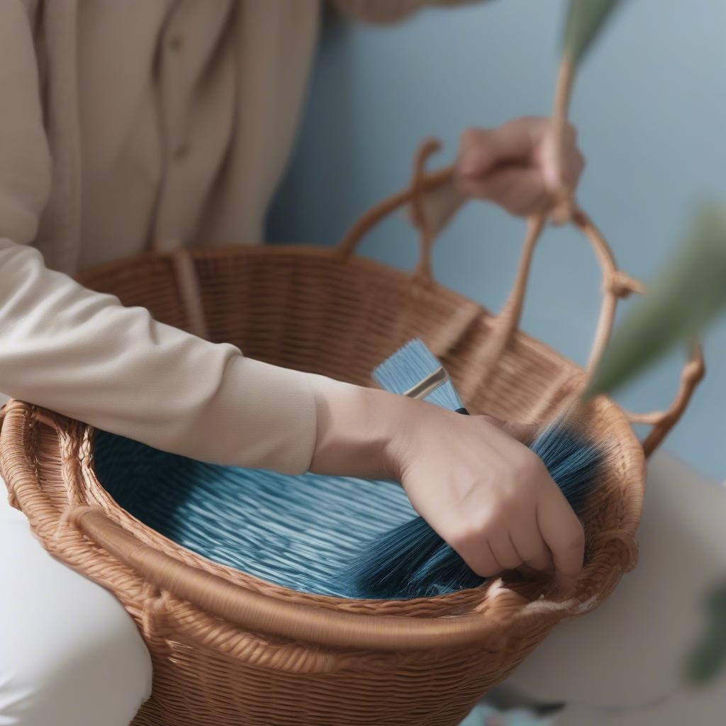 Caring for blue rattan baskets