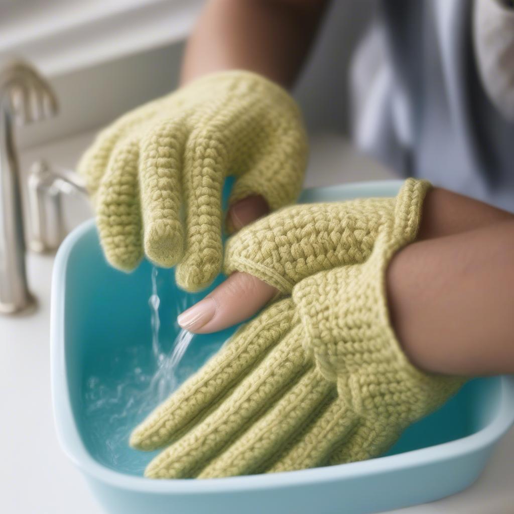 Handwashing Crochet Basket Weave Gloves