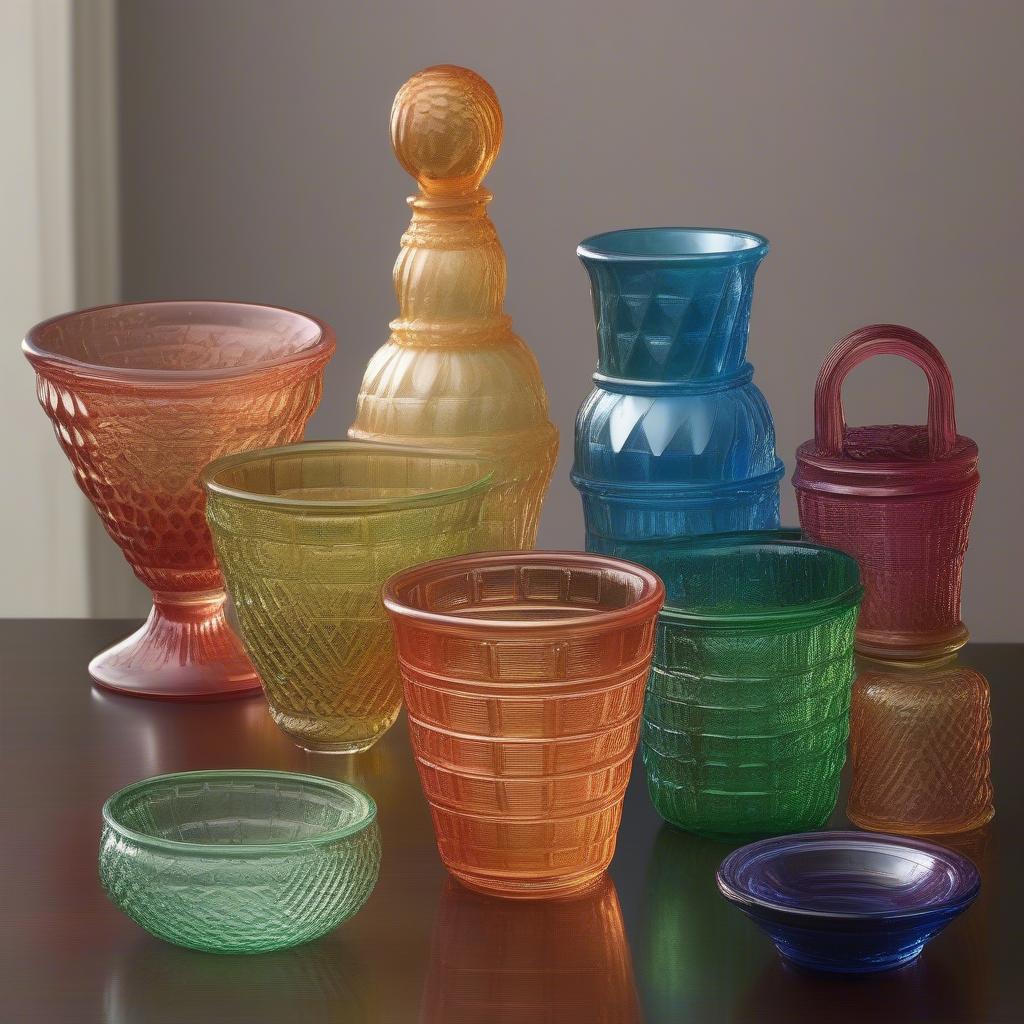 A Collection of Carnival Glass Basket Weave Pieces