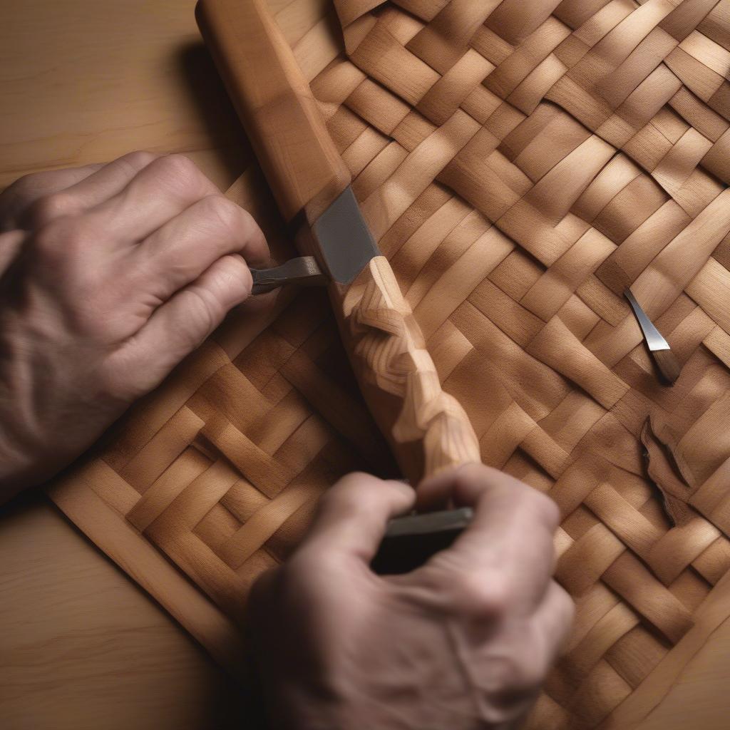 Carving a Basket Weave Pattern in Wood