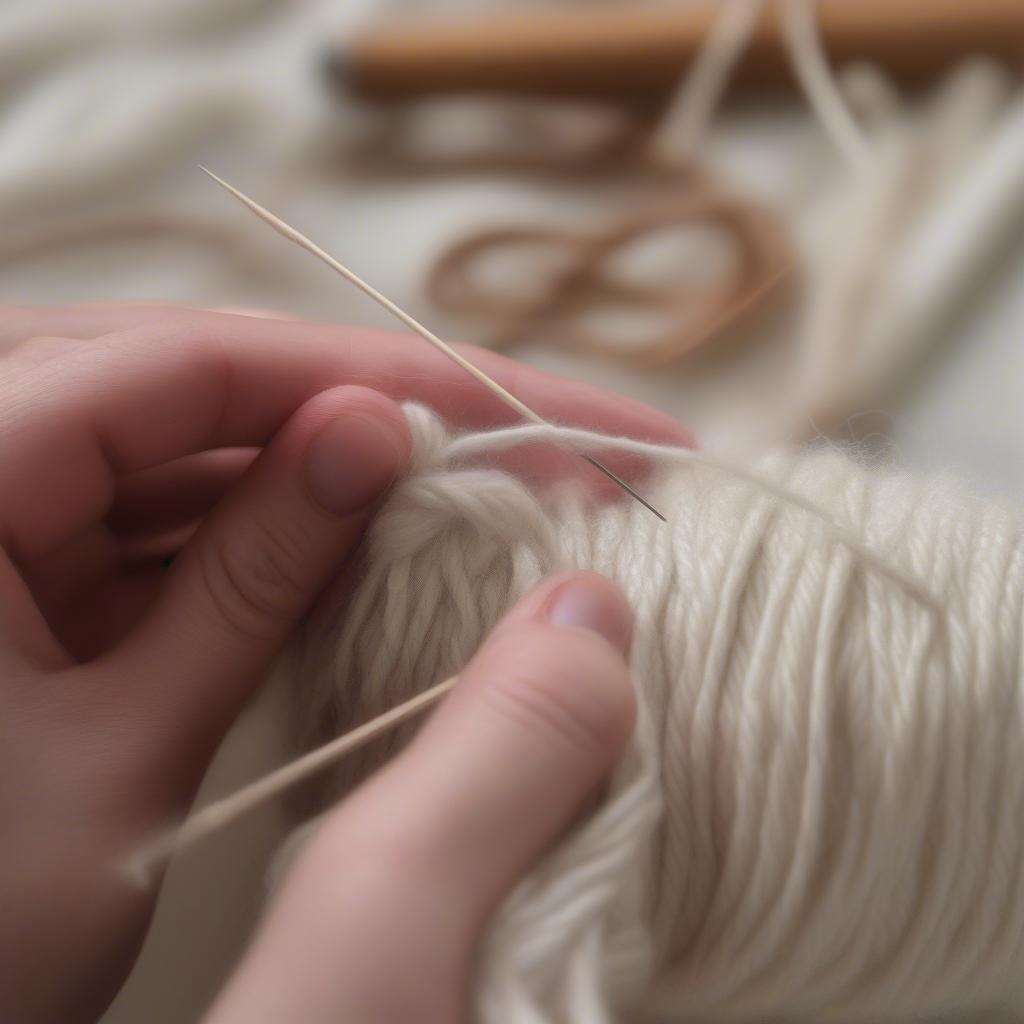 Casting on stitches for a basket weave knit scarf