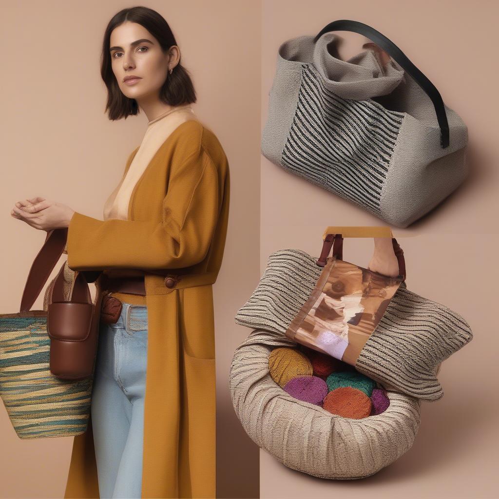 Different styles of Caterina Bertini woven bags for various occasions