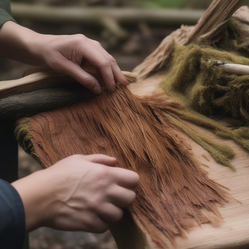 Preparing Cedar Bark for Weaving